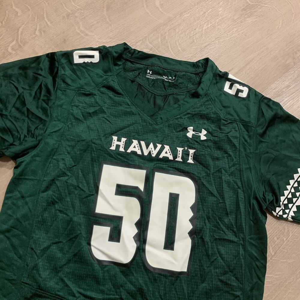 Under Armour University of Hawaii Rainbow Warriors #50 Jersey Youth Boys Large L - Picture 2 of 7